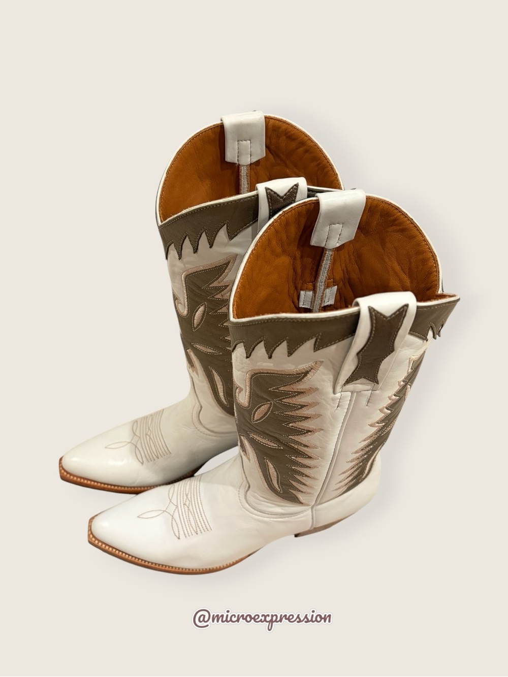 RARE Frye Billy Phoenix/Eagle Bird Indie Pull On Aztec White Leather Cowboy Boot - Picture 5 of 11